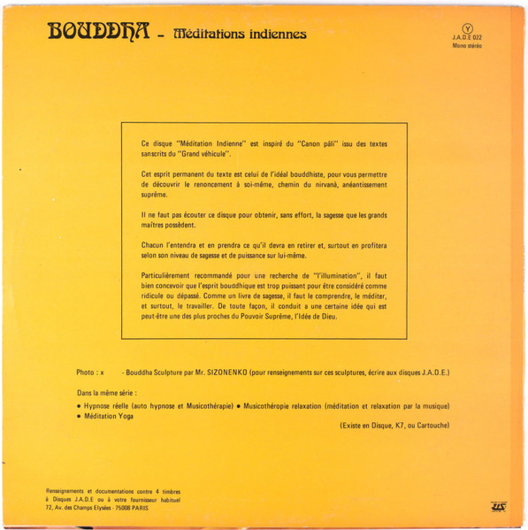 Pramod Kumar / Prakash Wadhera / Zamir Ahmad Khan En Mémoire Et D'après La Création De Giani Esposito - Bouddha (Méditations Indiennes) | Disques J.A.D.E. (J.A.D.E. 022) - 2 Pramod Kumar / Prakash Wadhera / Zamir Ahmad Khan En Mémoire Et D'après La Création De Giani Esposito - Bouddha (Méditations Indiennes) | Disques J.A.D.E. (J.A.D.E. 022) - 2