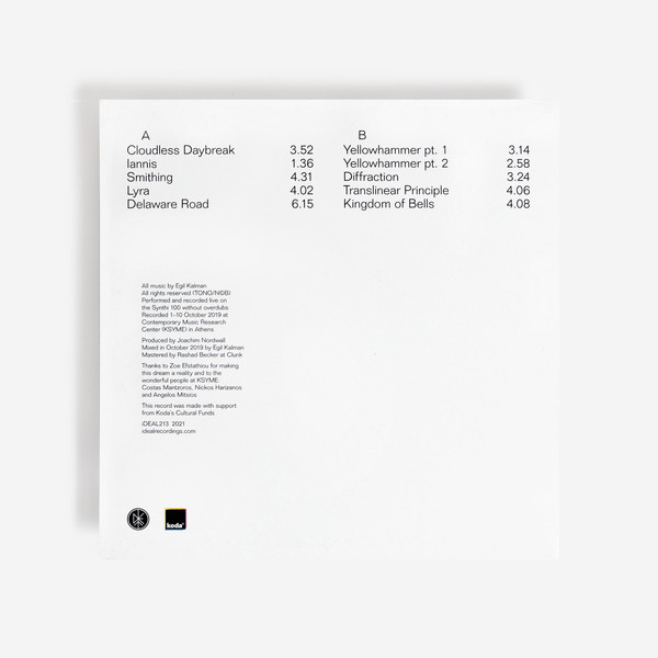 Egil Kalman - Kingdom Of Bells (Egil Kalman Plays The Synthi 100) | iDEAL Recordings (iDEAL213) - 2