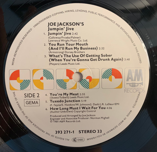 Joe Jackson's Jumpin' Jive - Joe Jackson's Jumpin' Jive | A&M Records (393 271-1) - 4 Joe Jackson's Jumpin' Jive - Joe Jackson's Jumpin' Jive | A&M Records (393 271-1) - 4