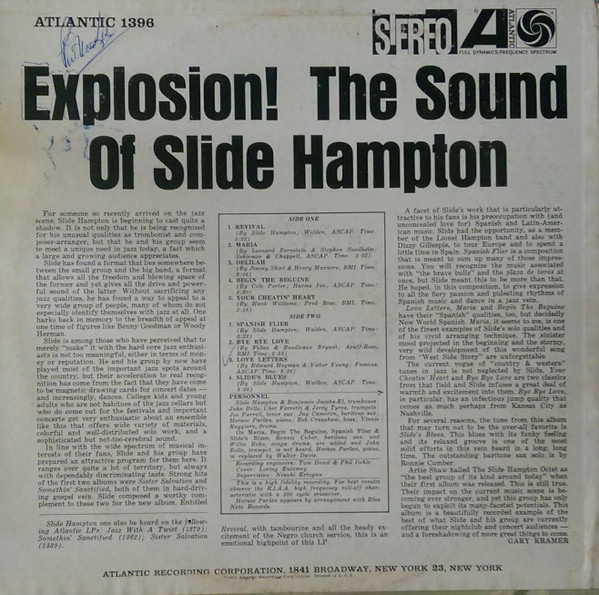 Slide Hampton - Explosion! The Sound Of Slide Hampton | Atlantic (SD. 1396) - 2