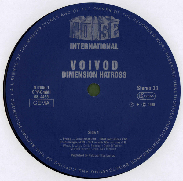 Voïvod - Dimension Hatröss | Noise International (N 0106-1) - 4