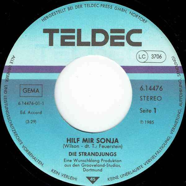 Strandjungs - Hilf Mir Sonja | TELDEC (6.14476) - 2