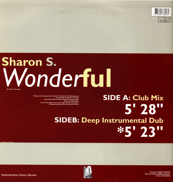Sharon S - Wonderful | Feel The Rhythm (FTR 3824-6) - 2