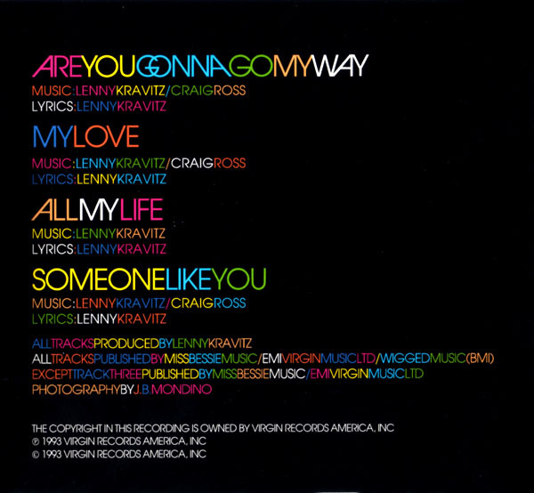 Lenny Kravitz - Are You Gonna Go My Way | Virgin America (VUSD 65) - 3