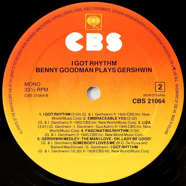 Benny Goodman - Benny Goodman Plays Gershwin | CBS (CBS 21064) - 4 Benny Goodman - Benny Goodman Plays Gershwin | CBS (CBS 21064) - 4