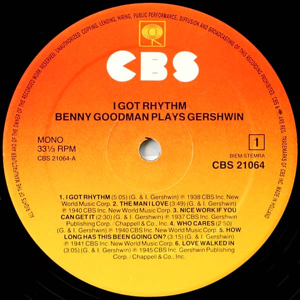Benny Goodman - Benny Goodman Plays Gershwin | CBS (CBS 21064) - 3 Benny Goodman - Benny Goodman Plays Gershwin | CBS (CBS 21064) - 3