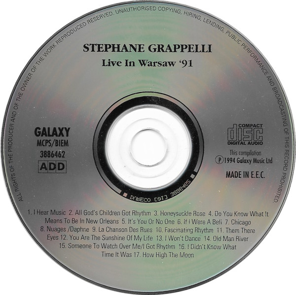 Stéphane Grappelli - Live In Warsaw '91 | Galaxy (3886462) - 3