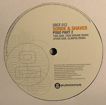 Eclec Sonde & Cat Shaver - Pogo Part 2 | Subconce Records (SBCE 012) - main Eclec Sonde & Cat Shaver - Pogo Part 2 | Subconce Records (SBCE 012) - main