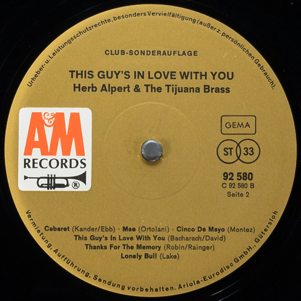 Herb Alpert & The Tijuana Brass - This Guy's In Love With You | Ariola (92580) - 4