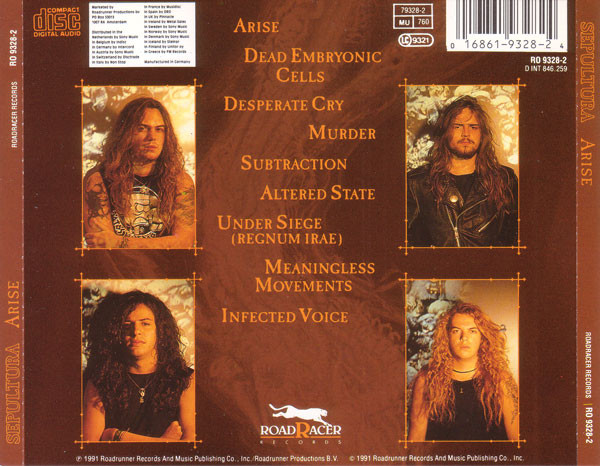 Sepultura - Arise | Roadracer Records (RO 9328-2) - 2