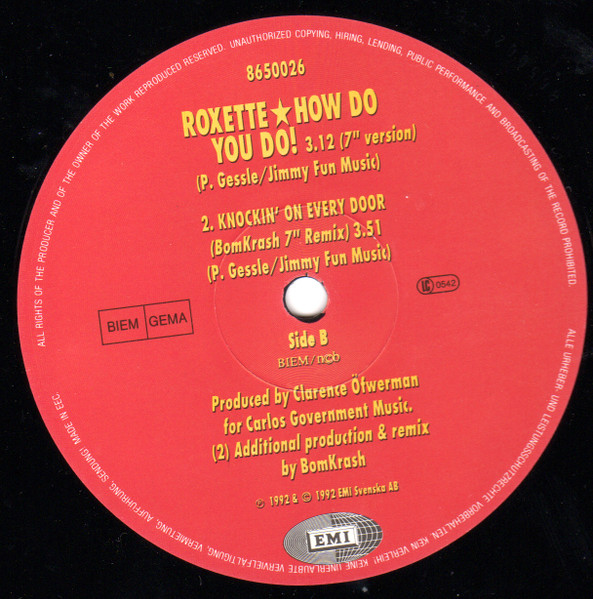 Roxette - How Do You Do! (BomKrash 12" Remix) | EMI (1C 060 8650026) - 4