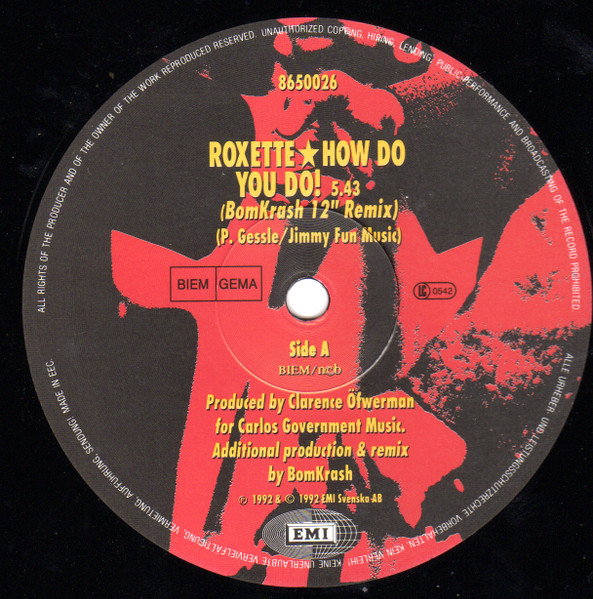 Roxette - How Do You Do! (BomKrash 12" Remix) | EMI (1C 060 8650026) - 3