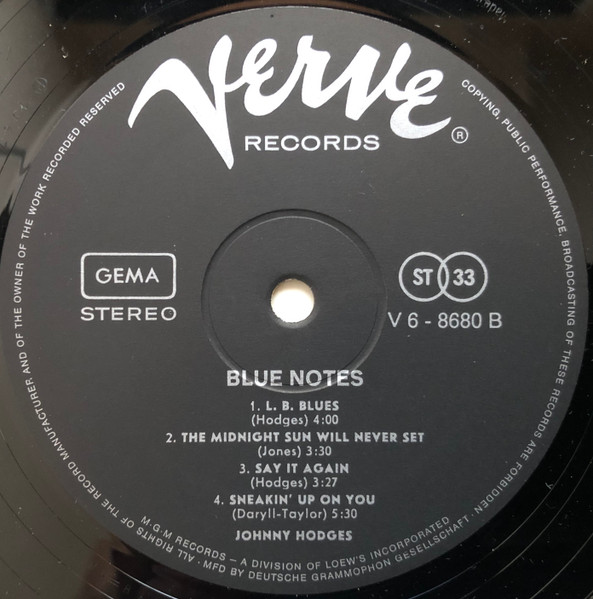 Johnny Hodges - Blue Notes | Verve Records (V6-8680) - 4