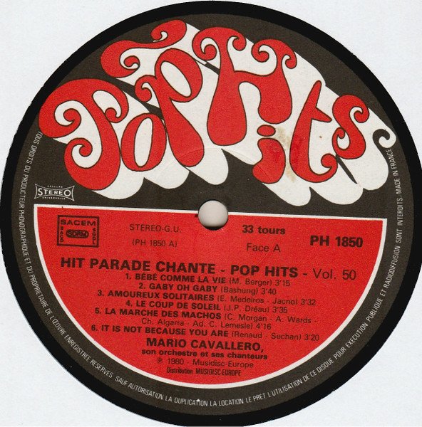 Mario Cavallero Et Son Orchestre - Hit Parade Chanté - Pop Hits - Vol. 50 | Pop Hits (30 PH 1850) - 3
