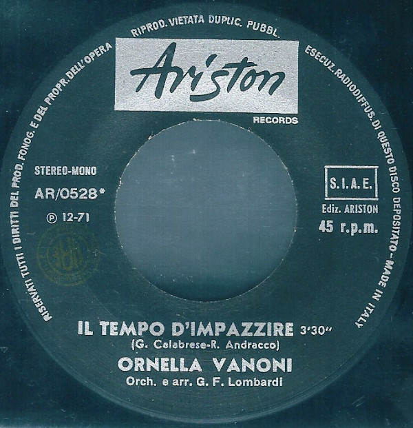 Ornella Vanoni - Il Tempo D'Impazzire | Ariston (AR 0528) - 3