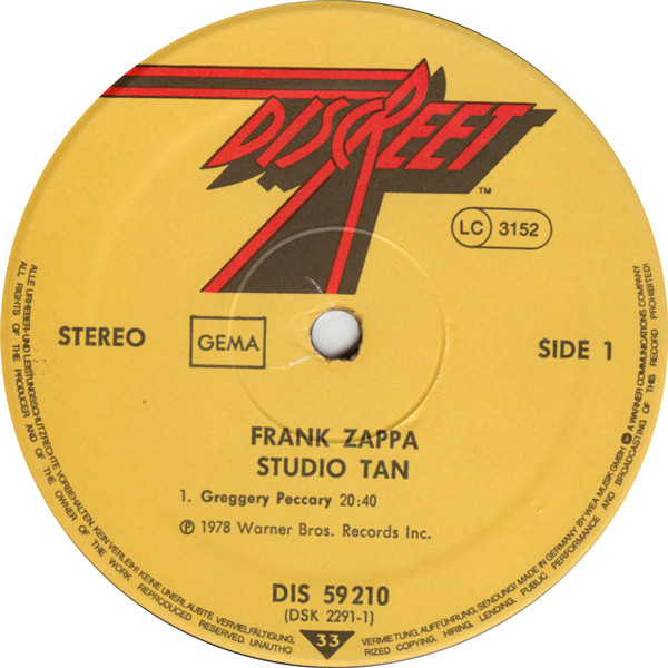 Frank Zappa - Studio Tan | Discreet (DIS 59210) - 3