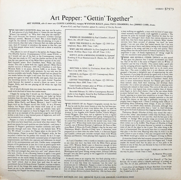 Art Pepper - Gettin' Together! | Contemporary Records (S7573) - 2 Art Pepper - Gettin' Together! | Contemporary Records (S7573) - 2