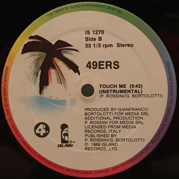 49ers - Touch Me | Island Records (IS 1270) - 3