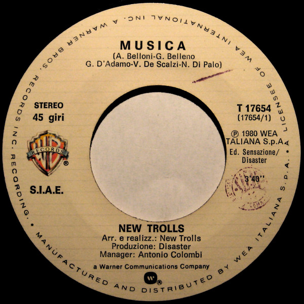 New Trolls - Musica | WEA (T 17654) - 2