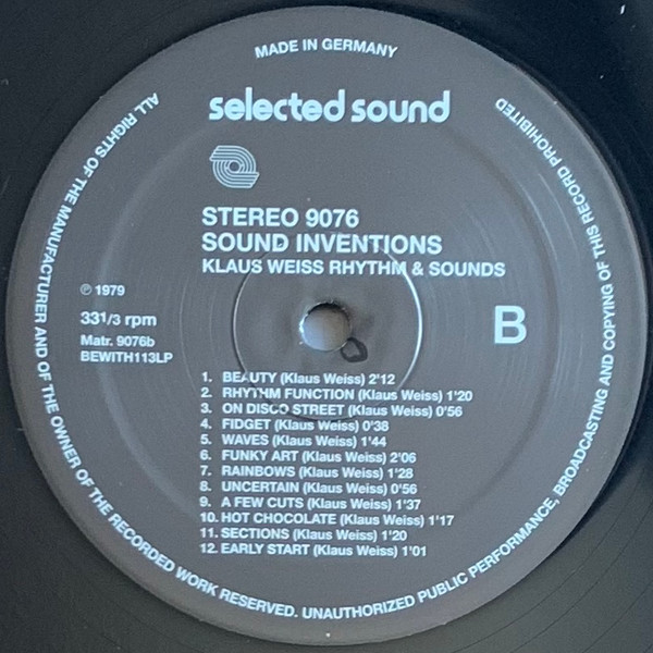 Klaus Weiss Rhythm & Sounds - Sound Inventions | Be With Records (BEWITH113LP) - 2 Klaus Weiss Rhythm & Sounds - Sound Inventions | Be With Records (BEWITH113LP) - 2