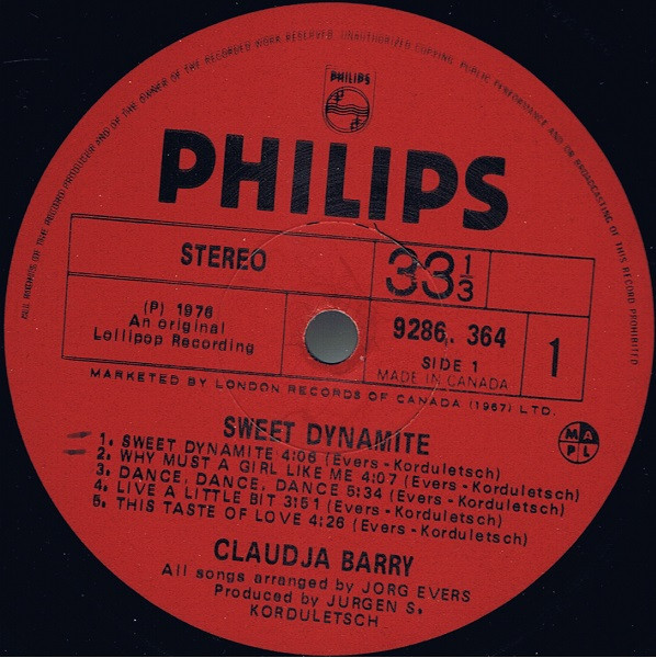 Claudja Barry - Sweet Dynamite | Philips (9286-364) - 3