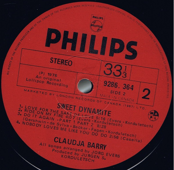 Claudja Barry - Sweet Dynamite | Philips (9286-364) - 4
