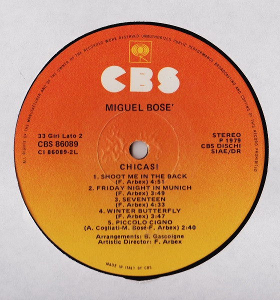 Miguel Bosé - Chicas! | CBS (CBS 86089) - 3