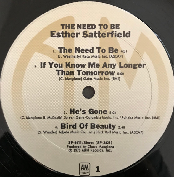 Esther Satterfield - The Need To Be | A&M Records (SP-3411) - 3
