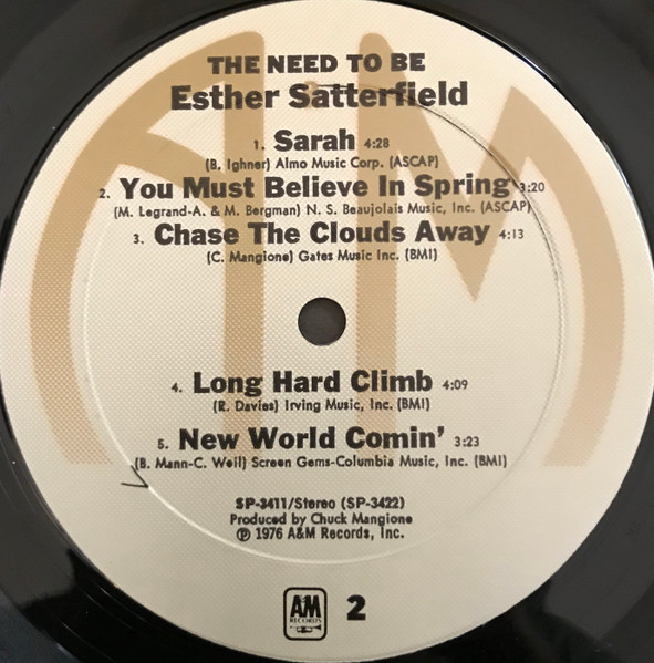Esther Satterfield - The Need To Be | A&M Records (SP-3411) - 4