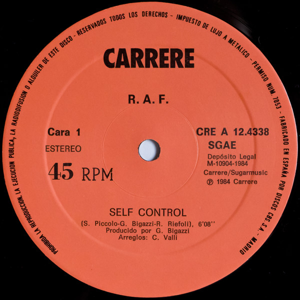 RAF - Self Control | Carrere (CRE A 12.4338) - 3