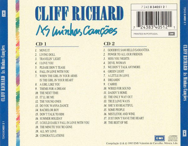 Cliff Richard - As Minhas Canções | EMI (7243 8 34051 2 1) - 2