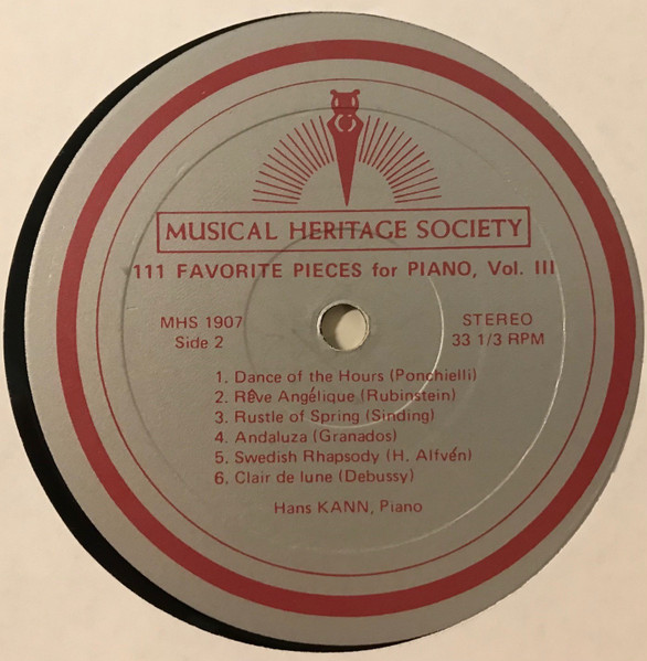 Hans Kann - 111 Favorite Pieces For Piano Vol. III | Musical Heritage Society, Inc. (MHS 1907/8) - 4 Hans Kann - 111 Favorite Pieces For Piano Vol. III | Musical Heritage Society, Inc. (MHS 1907/8) - 4