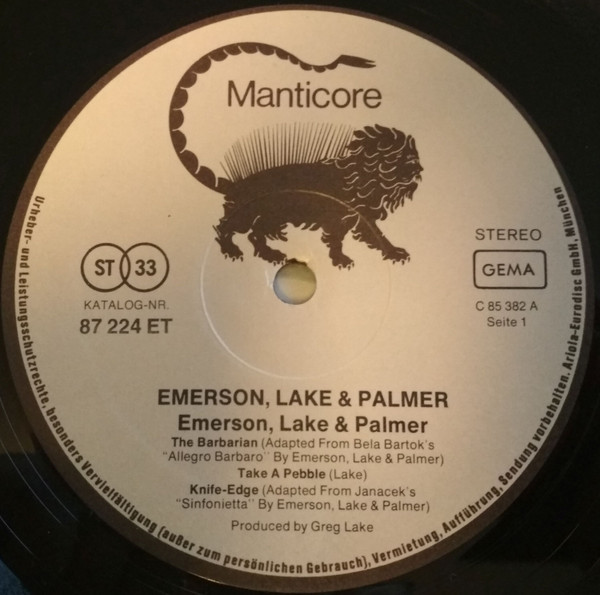 Emerson, Lake & Palmer - Emerson, Lake & Palmer | Manticore (87 224 ET) - 3 Emerson, Lake & Palmer - Emerson, Lake & Palmer | Manticore (87 224 ET) - 3