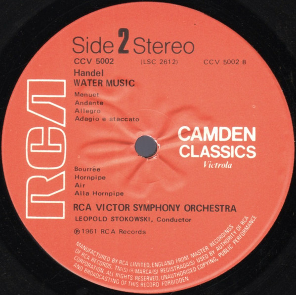 Georg Friedrich Händel – RCA Victor Symphony Orchestra And Leopold Stokowski - Music For The Royal Fireworks Suite, Water Music Suite | RCA (CCV 5002) - 4