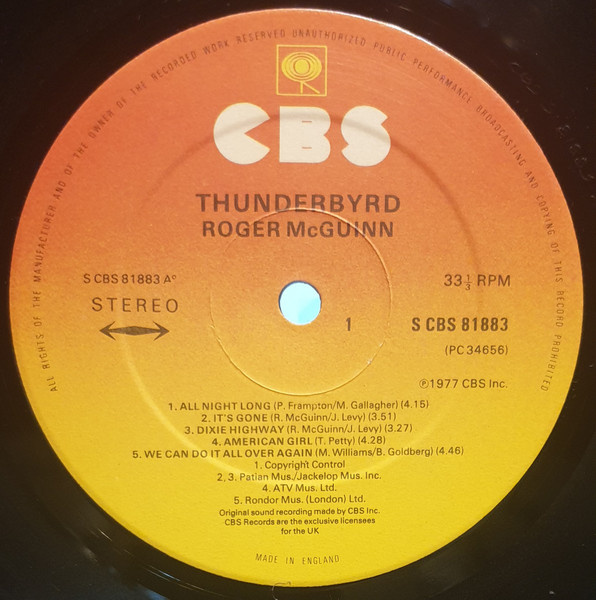 Roger McGuinn - Thunderbyrd | CBS (81883) - 3 Roger McGuinn - Thunderbyrd | CBS (81883) - 3