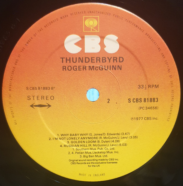 Roger McGuinn - Thunderbyrd | CBS (81883) - 4 Roger McGuinn - Thunderbyrd | CBS (81883) - 4