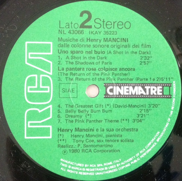 Henry Mancini - La Pantera Rosa / Uno Sparo Nel Buio / La Pantera Rosa Colpisce Ancora | RCA (NL 43066) - 4 Henry Mancini - La Pantera Rosa / Uno Sparo Nel Buio / La Pantera Rosa Colpisce Ancora | RCA (NL 43066) - 4