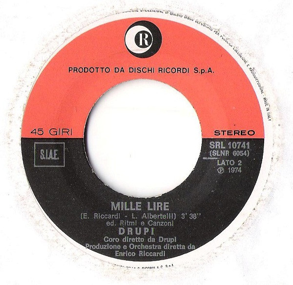 Drupi - Sereno È... / Mille Lire | Ricordi (SRL 10741) - 4