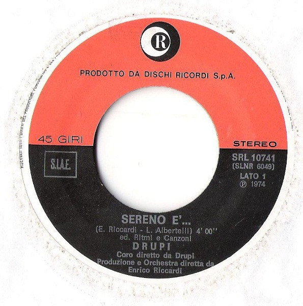 Drupi - Sereno È... / Mille Lire | Ricordi (SRL 10741) - 3