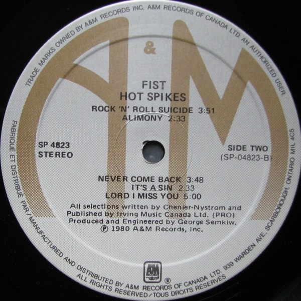 Fist - Hot Spikes | A&M Records (SP 4823) - 4 Fist - Hot Spikes | A&M Records (SP 4823) - 4