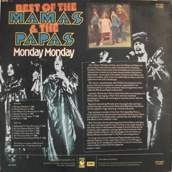 The Mamas & The Papas - Best Of The Mamas & The Papas - Monday Monday | Sounds Superb (SPR 90025) - 2 The Mamas & The Papas - Best Of The Mamas & The Papas - Monday Monday | Sounds Superb (SPR 90025) - 2