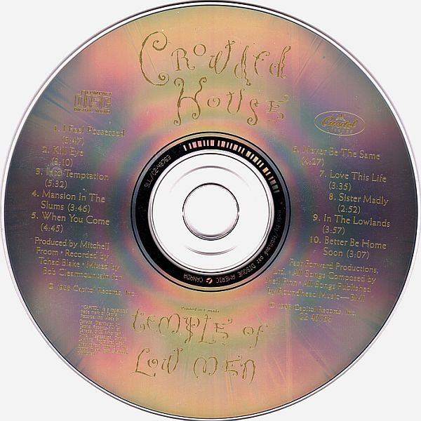 Crowded House - Temple Of Low Men | Capitol Records (C2-48763) - 3 Crowded House - Temple Of Low Men | Capitol Records (C2-48763) - 3