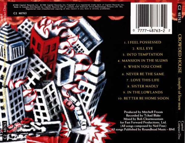 Crowded House - Temple Of Low Men | Capitol Records (C2-48763) - 2 Crowded House - Temple Of Low Men | Capitol Records (C2-48763) - 2