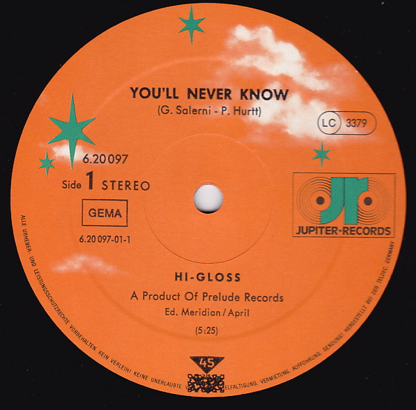Hi-Gloss / Unlimited Touch - You'll Never Know / Searching To Find The One | Jupiter Records (6.20097) - 3