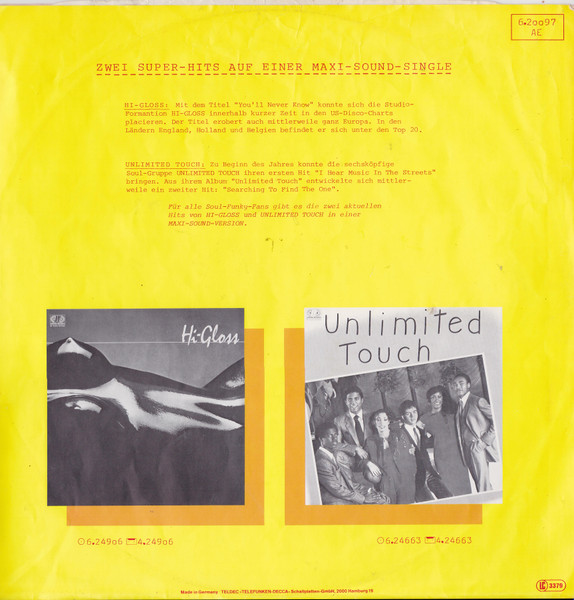 Hi-Gloss / Unlimited Touch - You'll Never Know / Searching To Find The One | Jupiter Records (6.20097) - 2