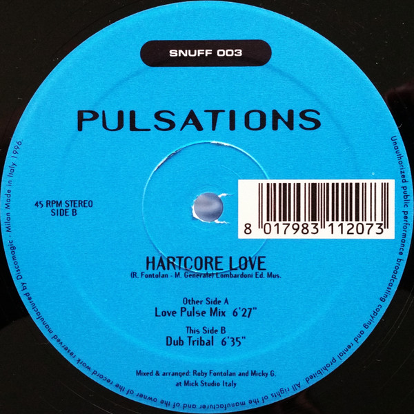 Pulsations - Hartcore Love | Snuff (SNUFF 003) - main