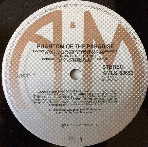 Various - Phantom Of The Paradise - Original Soundtrack Recording | A&M Records (AMLS 63653) - 3 Various - Phantom Of The Paradise - Original Soundtrack Recording | A&M Records (AMLS 63653) - 3