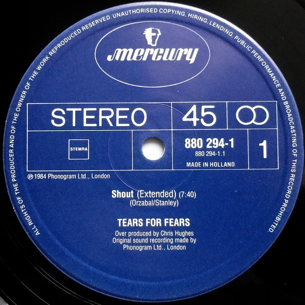 Tears For Fears - Shout (Remix Version) | Mercury (880 294-1) - 3 Tears For Fears - Shout (Remix Version) | Mercury (880 294-1) - 3