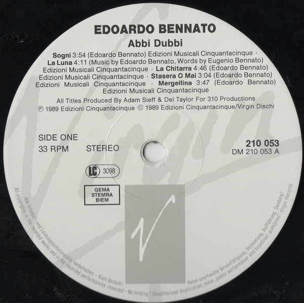 Edoardo Bennato - Abbi Dubbi | Virgin (210 053) - 3