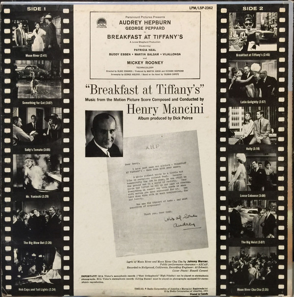 Henry Mancini - Breakfast At Tiffany's (Music From The Motion Picture Score) | RCA Victor (LSP-2362) - 2 Henry Mancini - Breakfast At Tiffany's (Music From The Motion Picture Score) | RCA Victor (LSP-2362) - 2